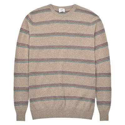 鹿王圆领提花男士羊绒衫