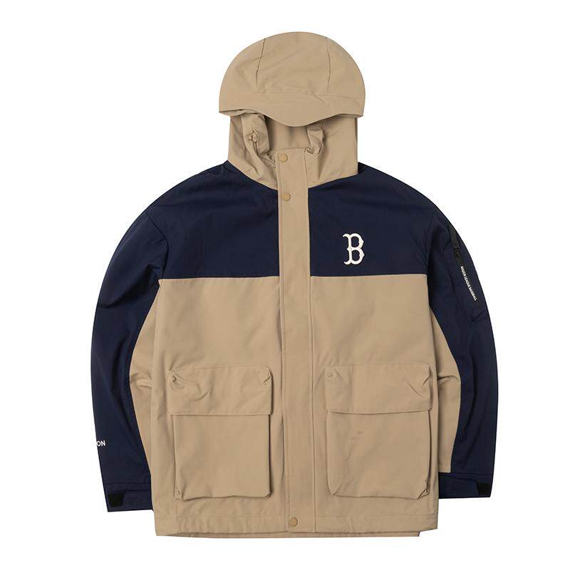 MLB男女情侣款秋季基础夹克梭织连帽上衣抗沾水休闲户外冲锋外套