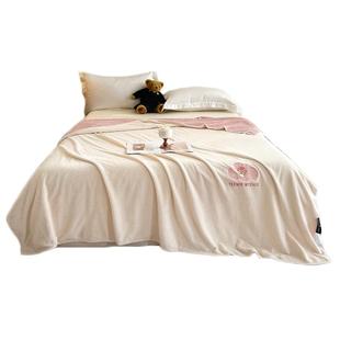 TeenieWeenie小熊刺绣华夫格毛毯牛奶绒沙发毯午睡毯铺床保暖盖毯