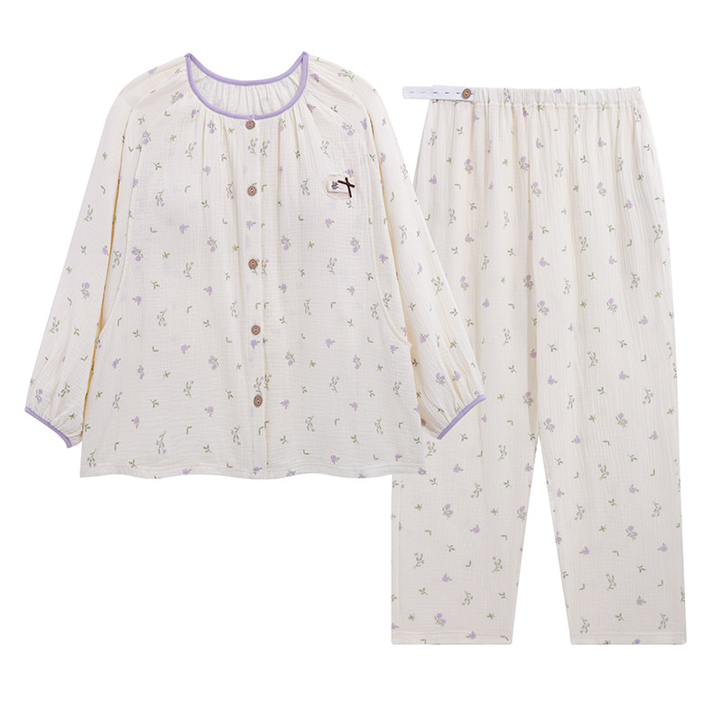 A类纯棉吸汗带胸垫孕哺月子服