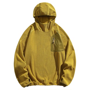 UNCLEBLUE户外巴塔波浪连帽卫衣男女抓绒长袖保暖摇粒绒内胆上衣