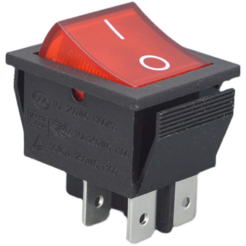 SOKEN 宁波万事达 船形开关 电源开关 RK1-01 2*1N 4脚黑红带灯