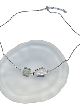 明星同款白水绿阿塞蛇骨链项链