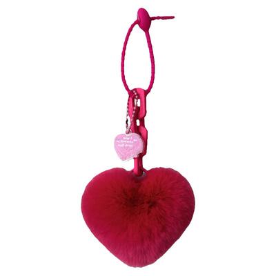 创意硅胶链条獭兔毛桃心包包挂件