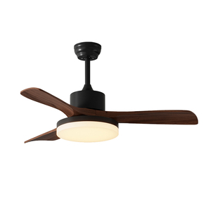 北欧风扇灯吊扇灯客厅卧室书房餐厅灯实木静音新中式胡桃木中古风