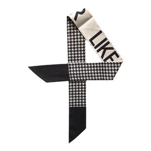 菜篮子包包丝巾绑包丝带缠带绑带法式高级感黑色千鸟格发带女绑发