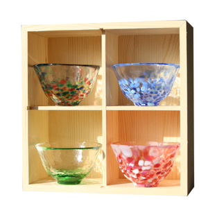 日本进口津轻玻璃杯品茗主人杯手工杯子日式清酒杯小茶杯套装送礼