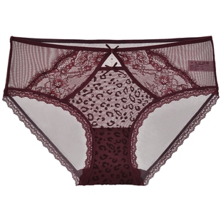 3件159|商场同款MYBODY新款女士内裤性感豹纹植绒纯棉底裆三角裤