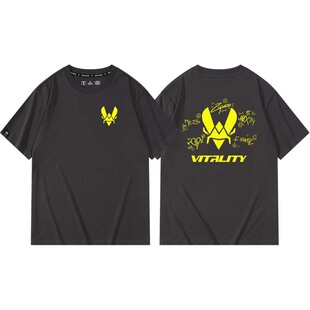 csgo2游戏Vitality小蜜蜂战队zywoo签名短袖周边夏男纯棉T恤上衣