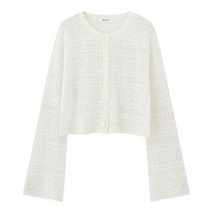 MOUSSY 春季简约淑女风通勤薄款针织开衫女028JSX70-1029