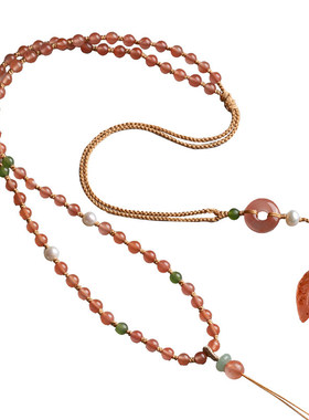 寄予南红玛瑙吊坠挂绳毛衣链