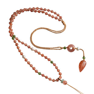 寄予南红玛瑙吊坠挂绳项链毛衣链吊坠绳挂颈全珠链玉佩玉石挂件绳