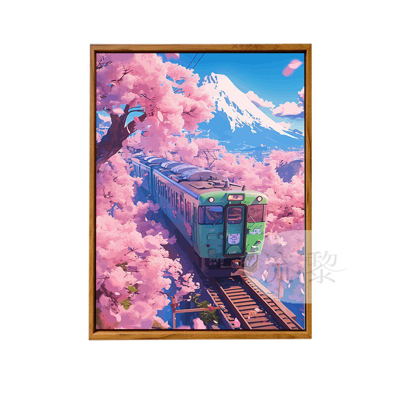 宫崎骏樱花高级感风景数字油画