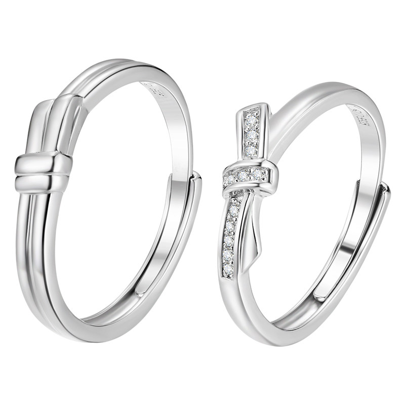 sd情侣钻戒蝴蝶结男女开口调节