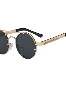 复古风弹簧腿圆形框彩膜太阳镜