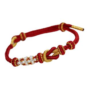 小红书桃花手绳可穿3D硬金通孔珠女款手工红绳diy绳手链半成品