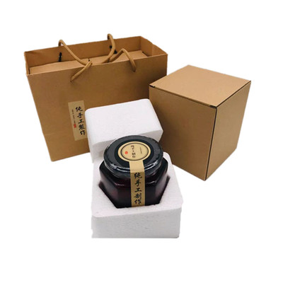 定制酱菜包装印字蜂蜜瓶玻璃瓶带泡沫盒辣椒酱瓶罐头果酱密封罐子