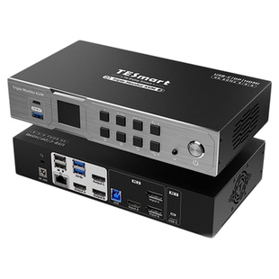 TESmart碲视二进三KVM切换器Type-c笔记本+台式电脑三屏切屏器4K60HZ共享USB3.0拓展坞带EDID模拟器PD快充