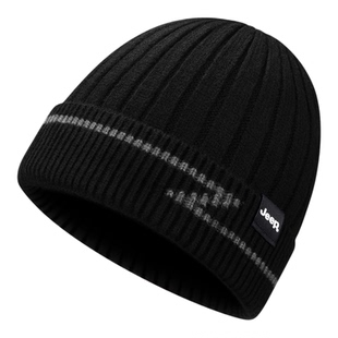 jeep吉普帽子男款冬季2025新款针织帽保暖套装围脖加厚防寒毛线帽