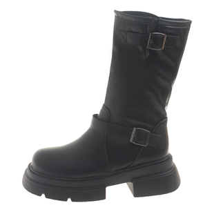 厚底马丁靴女2025新款春秋季长筒靴骑士中筒靴复古西部牛仔短靴子