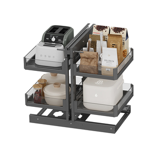 拐角拉篮厨房转角拉篮全开小怪物拉篮橱柜拉篮调味拉篮双层置物架