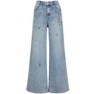 Vero Moda牛仔裤2026春季新款女磨白高腰宽松九分喇叭裤325432030