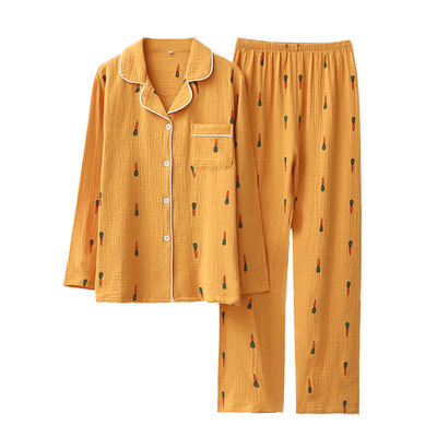家居服套装胡萝卜男女双层纯棉