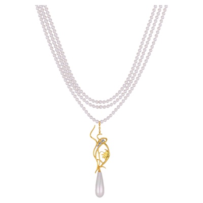 RetroChic百灵鸟铃兰花项链