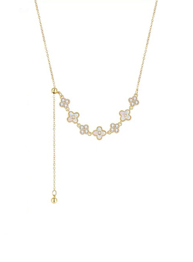 幸运降临~四叶花朵贝母流苏项链女轻奢小众精致锁骨链高级感配饰