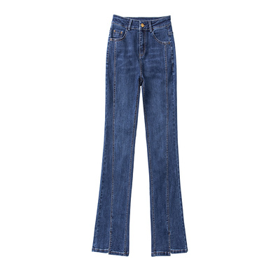 加绒加厚牛仔裤女秋冬款2025年新款冬季微喇裤高腰爆款裤子马蹄裤