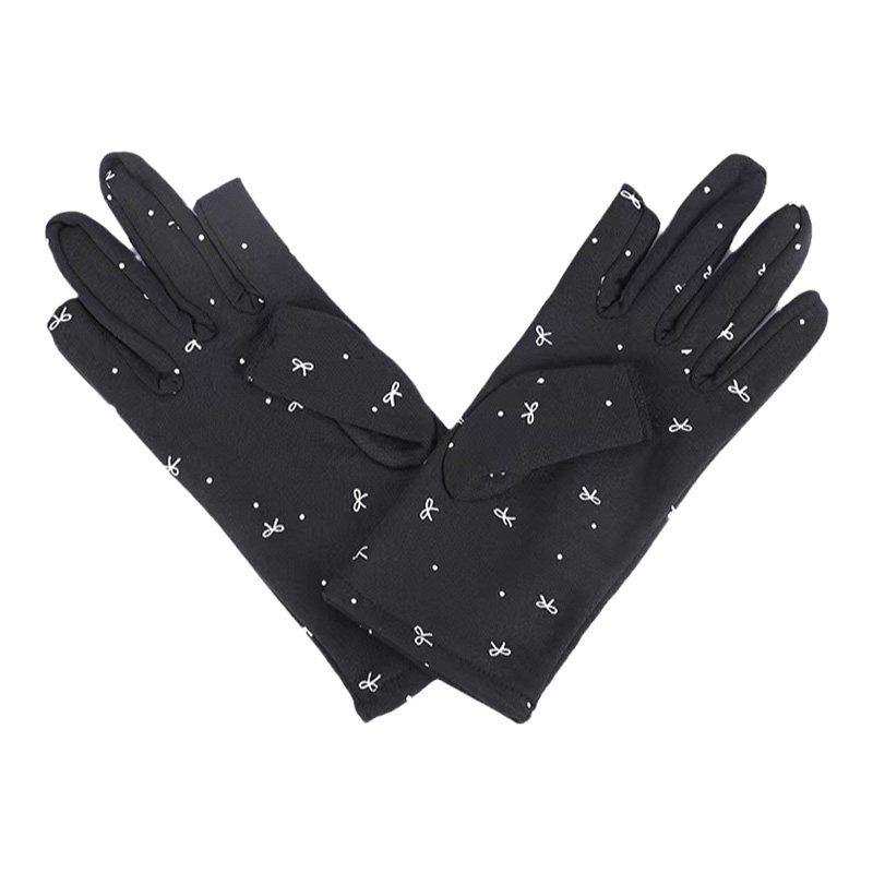 手套加绒秋冬保暖女加厚韩版漏两指工作弹力防寒骑车开车跳舞手套