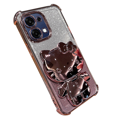 适用oppoA6闪粉带支架镜子猫壳
