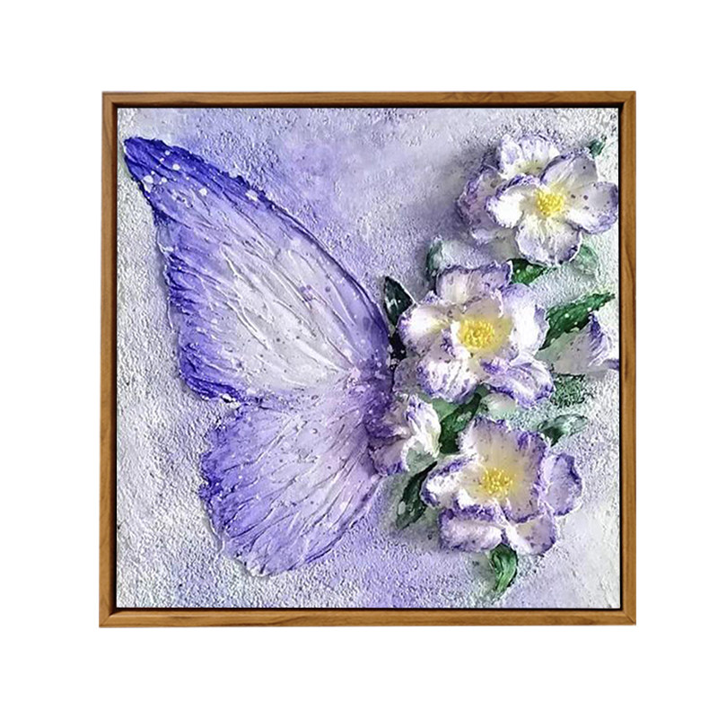 高级感山茶花蝴蝶肌理画DIY材料