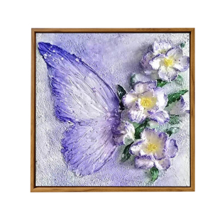 山茶花蝴蝶石英砂肌理画DIY材料包全套数字油画手工高级感装饰画