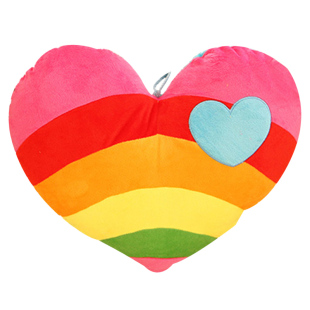 可爱彩虹爱心情侣抱枕毛绒玩具心形创意生日结婚情人节礼物送女生