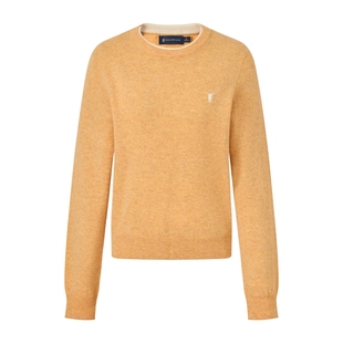 【100%绵羊毛】POLOWALK女装羊毛衫2025秋冬保暖圆领针织毛衣红色