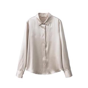 SILVIYE/溯也40姆米重磅真丝衬衫女100%桑蚕丝立领长袖多色衬衫秋