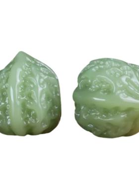 玉翡缘新疆和田玉青白玉核桃手把件且末玉健身球青玉手球玩件玉石