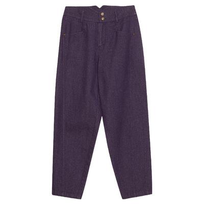 谜底紫色牛仔裤女春新款复古高腰两粒扣合身九分裤241MK0066