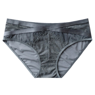 欧美奢华蕾丝内裤女款性感新款2025薄款凉感透明纯棉档舒适三角裤