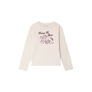 【新品】2025秋冬女大童小马图案长袖T恤衫Bonpoint童装