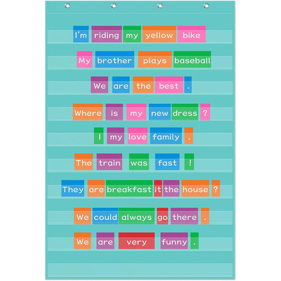 新款绿色标准口袋图 透明 10 个口袋图 Standards Pocket Chart