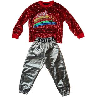 小学生运动会服装幼儿园啦啦队爵士嘻哈街舞演出服亮片中国风表演