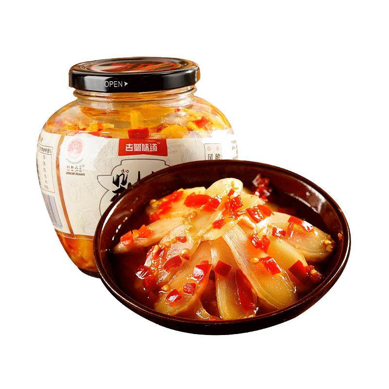 四川剁椒仔姜生姜片酸辣泡姜泡椒嫩姜腌姜生姜片瓶装450克下饭菜