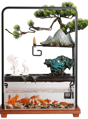 流水生财禅意风办公室桌面循环水