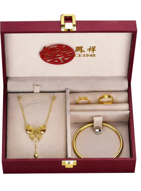 假三金首饰一套订婚仿真沙金手镯五金套装结婚摆台道具婚礼假黄金