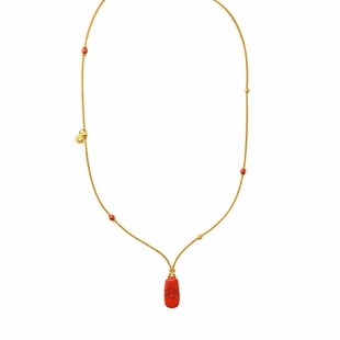 觉人纯正朱砂牌五条经文吊坠简约毛衣链纯银镀金铜钱长项链[福愿]