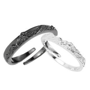 三行情诗情侣对戒原创足银999纯银戒指一对素款小众设计刻字礼物