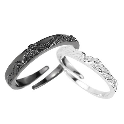 朝暮纯银对戒三行情诗情侣礼物