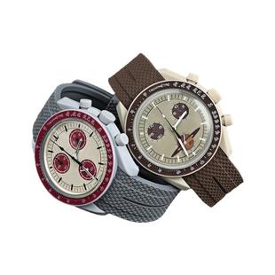 Moonswatch表带硅胶弧形快拆适用swatch欧米茄史联名努比地相水星